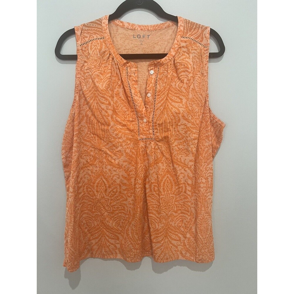 Loft Orange Sleeveless Blouse - XL